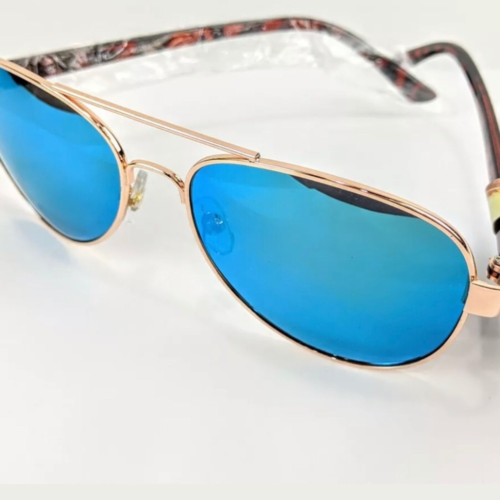 New Rose Gold Ladies Blue Polarized Sunglasses - Picture 1 of 10